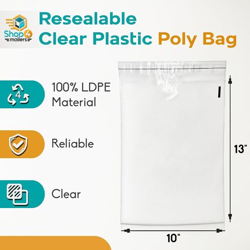 10 x 13 Clear Plastic Poly Bags 1.5 Mil Self Seal Packaging for Apparel, Jewelry, Documents, Prints, Gifts, Storage – Resealable (500 Pack) in Saudi Arabia