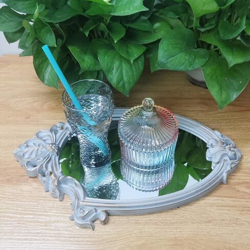 مرآة حائط مزخرفة، مرايا معلقة عتيقة لديكور غرفة النوم وغرفة المعيشة، مقاس 11 بوصة × 16.5 بوصة، فضي عتيق in Kuwait