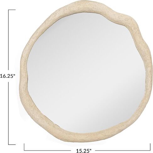 Bloomingville Polyresin Framed Organic Shaped Wall Mirror, Cream in Saudi Arabia