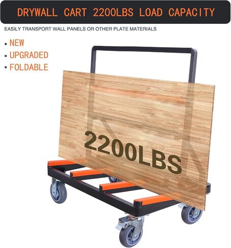 Folding Drywall Cart Heavy Duty,Panel Cart Load 2200 lbs Capacity,Drywall Dolly with Rubber Swivel Casters,Panel Dolly Handling Plywood Sheetrock Glass and Windows Service Cart in Saudi Arabia