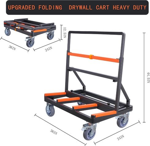 Folding Drywall Cart Heavy Duty,Panel Cart Load 2200 lbs Capacity,Drywall Dolly with Rubber Swivel Casters,Panel Dolly Handling Plywood Sheetrock Glass and Windows Service Cart in Saudi Arabia