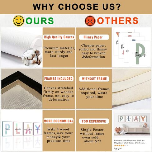 غرفة لعب الأطفال جدار الفن ديكور جدار غرفة اللعب، مؤطرة قماش يطبع علامة اللعب لجدار غرفة اللعب، ديكور جدار غرفة لعب الأطفال الصغار دعونا نلعب علامة (6 مجموعة، 8 × 10 بوصة، مؤطرة) in Kuwait