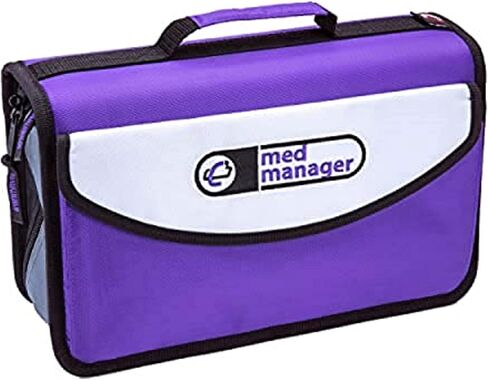 Med Manager by Case-It, Portable Pill Organizer Case, Travel Medication Bag, Holds Various Sized Pill Bottles, Great for Home Or Travel (Travel, Purple) in Saudi Arabia
