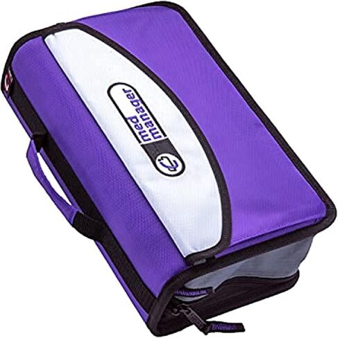 Med Manager by Case-It, Portable Pill Organizer Case, Travel Medication Bag, Holds Various Sized Pill Bottles, Great for Home Or Travel (Travel, Purple) in Saudi Arabia