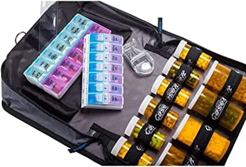 Med Manager by Case-It, Portable Pill Organizer Case, Travel Medication Bag, Holds Various Sized Pill Bottles, Great for Home Or Travel (Travel, Purple) in Saudi Arabia