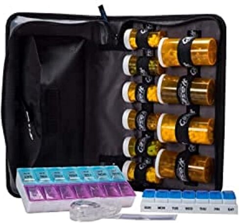 Med Manager by Case-It, Portable Pill Organizer Case, Travel Medication Bag, Holds Various Sized Pill Bottles, Great for Home Or Travel (Travel, Purple) in Saudi Arabia