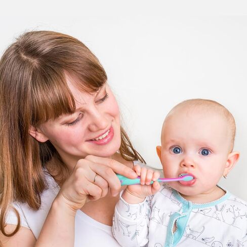 فرش أسنان نيوداي كيدز مكونة من 6 شعيرات متوسطة الحجم مع كوب شفط، تتضمن أغطية سفر وفرشاة أسنان للأطفال الأولاد والبنات والأطفال الصغار وأسنان الأطفال بعمر 3 سنوات فما فوق in Saudi Arabia