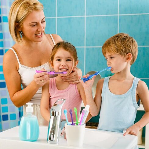 فرش أسنان نيوداي كيدز مكونة من 6 شعيرات متوسطة الحجم مع كوب شفط، تتضمن أغطية سفر وفرشاة أسنان للأطفال الأولاد والبنات والأطفال الصغار وأسنان الأطفال بعمر 3 سنوات فما فوق in Saudi Arabia