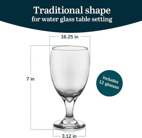 Libbey Classic Clear Glass Goblets Set of 12, Dishwasher Safe Drinking Goblets for Iced Tea, Sangria, and More, Ideal Goblet Glassware for Parties in Saudi Arabia