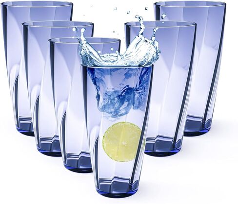 Unbreakable Plastic Cups Plastic Highball Drinking Glasses Tumbler, Large Water Tumbler Set (Set Of 6, 25 Oz) Dishwasher Safe (New Blue) in Saudi Arabia