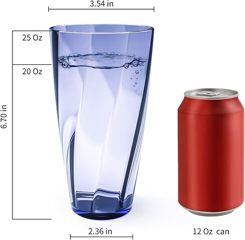 Unbreakable Plastic Cups Plastic Highball Drinking Glasses Tumbler, Large Water Tumbler Set (Set Of 6, 25 Oz) Dishwasher Safe (New Blue) in Saudi Arabia