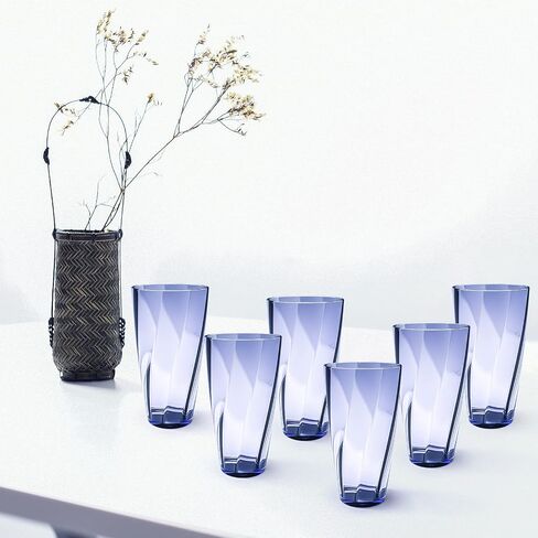 Unbreakable Plastic Cups Plastic Highball Drinking Glasses Tumbler, Large Water Tumbler Set (Set Of 6, 25 Oz) Dishwasher Safe (New Blue) in Saudi Arabia