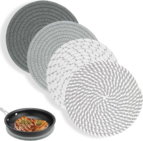 ركائز للأطباق الساخنة، ركائز مقاس 7 بوصات للأواني والمقالي الساخنة، 4 عبوات من الأواني الساخنة والمقالي، حاملات الأواني للطبخ والخبز، مجموعة حاملات الأواني القطنية أساسيات المطبخ للمنزل الجديد in Kuwait