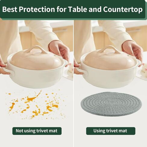 ركائز للأطباق الساخنة، ركائز مقاس 7 بوصات للأواني والمقالي الساخنة، 4 عبوات من الأواني الساخنة والمقالي، حاملات الأواني للطبخ والخبز، مجموعة حاملات الأواني القطنية أساسيات المطبخ للمنزل الجديد in Kuwait