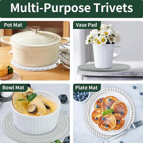 ركائز للأطباق الساخنة، ركائز مقاس 7 بوصات للأواني والمقالي الساخنة، 4 عبوات من الأواني الساخنة والمقالي، حاملات الأواني للطبخ والخبز، مجموعة حاملات الأواني القطنية أساسيات المطبخ للمنزل الجديد in Kuwait