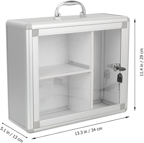Zerodeko Box Portable Storage Box First Aid Wall Cabinet Wall Hanging Locking Cabinet Locking Storage Handled Storage Case First Aid Case Multitools Showcase Travel With Lock Aluminum Alloy in Saudi Arabia