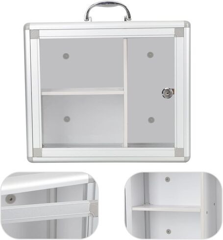 Zerodeko Box Portable Storage Box First Aid Wall Cabinet Wall Hanging Locking Cabinet Locking Storage Handled Storage Case First Aid Case Multitools Showcase Travel With Lock Aluminum Alloy in Saudi Arabia