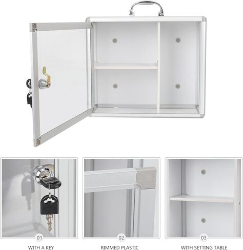 Zerodeko Box Portable Storage Box First Aid Wall Cabinet Wall Hanging Locking Cabinet Locking Storage Handled Storage Case First Aid Case Multitools Showcase Travel With Lock Aluminum Alloy in Saudi Arabia