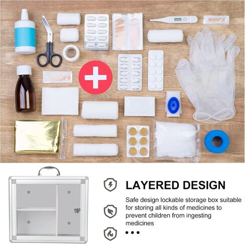 Zerodeko Box Portable Storage Box First Aid Wall Cabinet Wall Hanging Locking Cabinet Locking Storage Handled Storage Case First Aid Case Multitools Showcase Travel With Lock Aluminum Alloy in Saudi Arabia