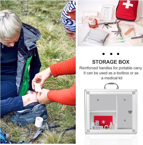 Zerodeko Box Portable Storage Box First Aid Wall Cabinet Wall Hanging Locking Cabinet Locking Storage Handled Storage Case First Aid Case Multitools Showcase Travel With Lock Aluminum Alloy in Saudi Arabia