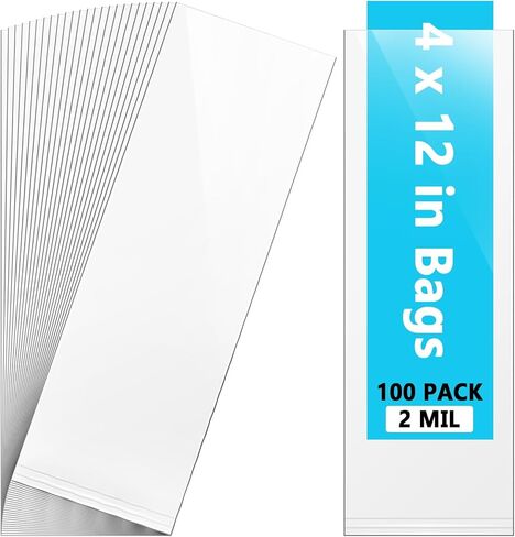 4 × 12 كيس بلاستيكي طويل، أكياس بولي بلاستيكية شفافة مسطحة ومفتوحة، 2 مل، 4 × 12 بوصة (عبوة من 100 كيس) in Kuwait