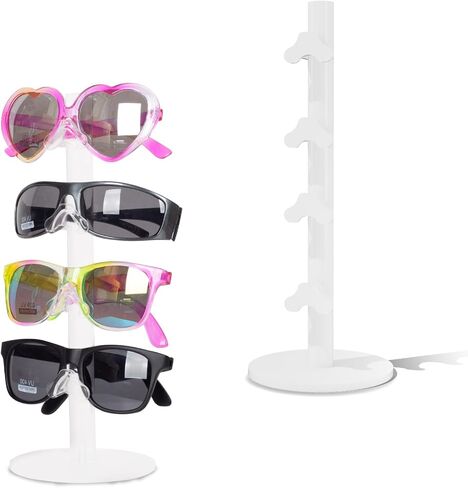 PowerKing Acrylic Eyeglasses Frame Display Stand - 2-Piece Premium Sunglasses Rack Holder, Riser Acrylic Eyewear Display (Transparent-4 Frame) in Saudi Arabia