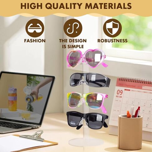 PowerKing Acrylic Eyeglasses Frame Display Stand - 2-Piece Premium Sunglasses Rack Holder, Riser Acrylic Eyewear Display (Transparent-4 Frame) in Saudi Arabia