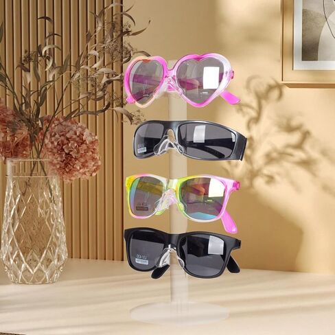 PowerKing Acrylic Eyeglasses Frame Display Stand - 2-Piece Premium Sunglasses Rack Holder, Riser Acrylic Eyewear Display (Transparent-4 Frame) in Saudi Arabia