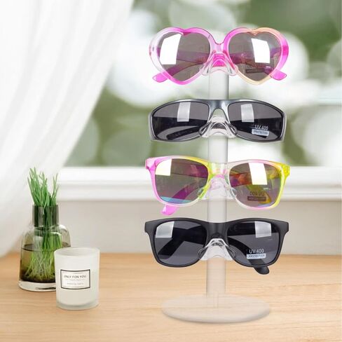 PowerKing Acrylic Eyeglasses Frame Display Stand - 2-Piece Premium Sunglasses Rack Holder, Riser Acrylic Eyewear Display (Transparent-4 Frame) in Saudi Arabia