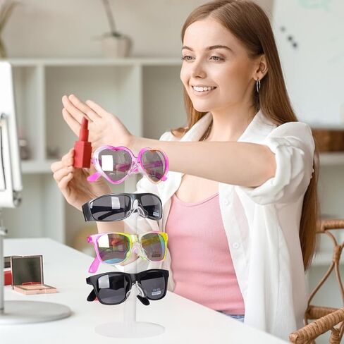 PowerKing Acrylic Eyeglasses Frame Display Stand - 2-Piece Premium Sunglasses Rack Holder, Riser Acrylic Eyewear Display (Transparent-4 Frame) in Saudi Arabia