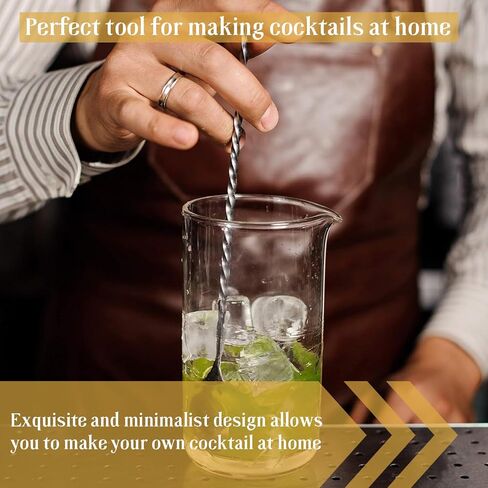 ملعقة بار من الفولاذ المقاوم للصدأ مقاس 12 بوصة من أورتاركو لخلط الكوكتيل مع مقبض حلزوني فضي، عبوة من قطعتين in Kuwait