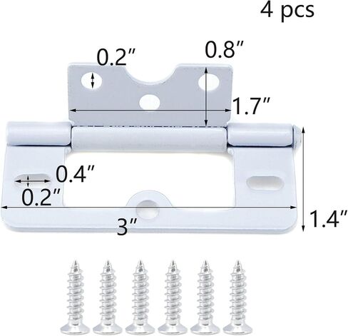 Wealrit 4 pcs White Non-Mortise Hinges Metal Door Hinges Heavy Duty Hinges with Screws in Kuwait