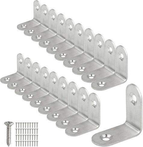 Corner Brace, Stainless Steel Right Angle Joint Corner Brackets Fastener, Mounting Screws Included, 20 Pack in Saudi Arabia