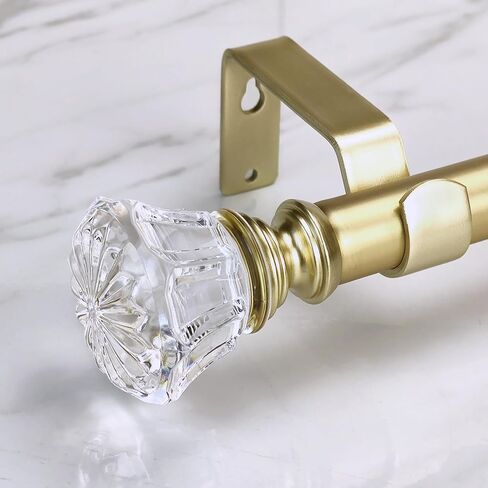 Gold Curtain Rod Set with Crystal-clear Diamond Pattern Finials, 36-72 inch, Standard Single Drapery Rod for 1 Pack, 7/8 inch diameter, Adjustable Length in Saudi Arabia