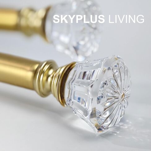 Gold Curtain Rod Set with Crystal-clear Diamond Pattern Finials, 36-72 inch, Standard Single Drapery Rod for 1 Pack, 7/8 inch diameter, Adjustable Length in Saudi Arabia