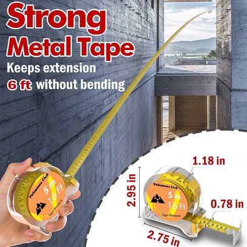 Measuring Tape, Tape Measure 16 Ft by 1-Inch, Retractable Dual Side Blade (Inch/Metric Clear Scale), Hard & Transparent Case, Simple & Easy to Use for Surveyors, Electricians (1 Pack) in Saudi Arabia