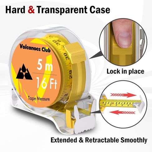 Measuring Tape, Tape Measure 16 Ft by 1-Inch, Retractable Dual Side Blade (Inch/Metric Clear Scale), Hard & Transparent Case, Simple & Easy to Use for Surveyors, Electricians (1 Pack) in Saudi Arabia