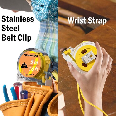 Measuring Tape, Tape Measure 16 Ft by 1-Inch, Retractable Dual Side Blade (Inch/Metric Clear Scale), Hard & Transparent Case, Simple & Easy to Use for Surveyors, Electricians (1 Pack) in Saudi Arabia