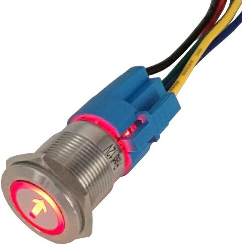 ESUPPORT Stainless Steel Momentary 19mm 12V 5A Blue LED Light Toggle Switch Socket Plug Wire Push Button Arrow 5Pin in Saudi Arabia