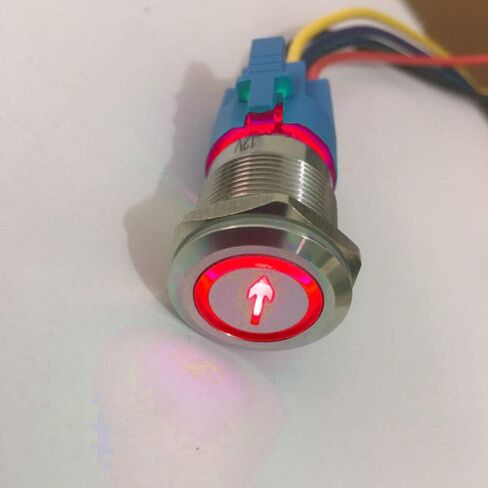 ESUPPORT Stainless Steel Momentary 19mm 12V 5A Blue LED Light Toggle Switch Socket Plug Wire Push Button Arrow 5Pin in Saudi Arabia