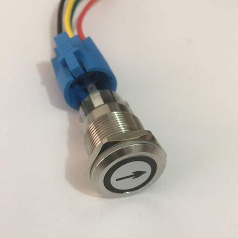 ESUPPORT Stainless Steel Momentary 19mm 12V 5A Blue LED Light Toggle Switch Socket Plug Wire Push Button Arrow 5Pin in Saudi Arabia