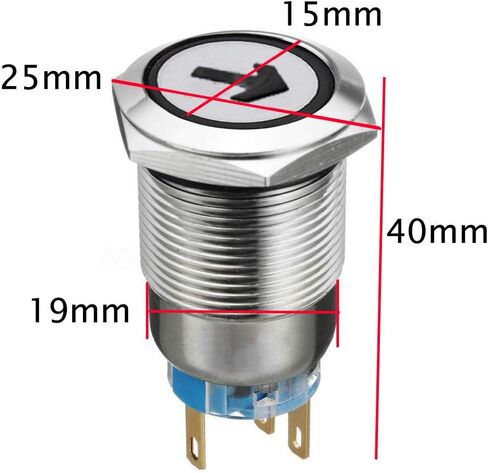 ESUPPORT Stainless Steel Momentary 19mm 12V 5A Blue LED Light Toggle Switch Socket Plug Wire Push Button Arrow 5Pin in Saudi Arabia