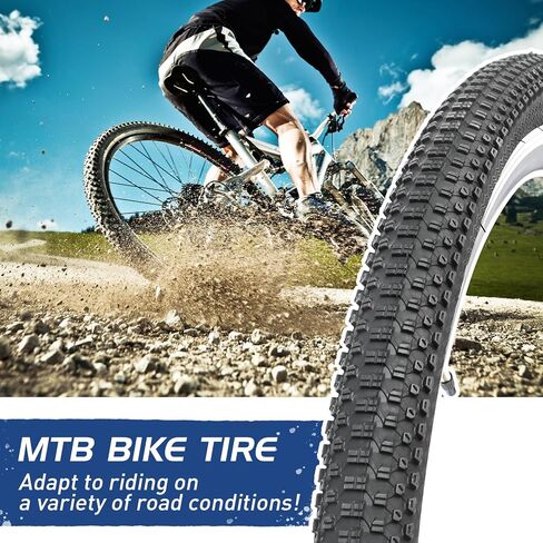 إطار دراجة جبلية 27.5 بوصة × 1.95 بوصة 1/2 حزمة 27.5 بوصة إطار بديل قابل للطي للدراجات الجبلية، أسود in Kuwait