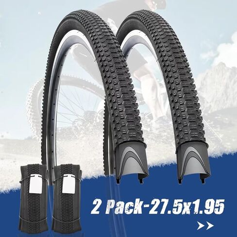 إطار دراجة جبلية 27.5 بوصة × 1.95 بوصة 1/2 حزمة 27.5 بوصة إطار بديل قابل للطي للدراجات الجبلية، أسود in Kuwait