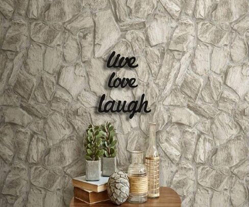 Tubibu 3 قطع معدنية حية الحب اضحك جدار الفن المعدني جدار كلمة النحت، جدار ديكور جدار الفن، ديكور جدار المنزل علامة لغرفة المعيشة غرفة نوم الحمام المطبخ مكتب - مزرعة جدار الديكور in Kuwait