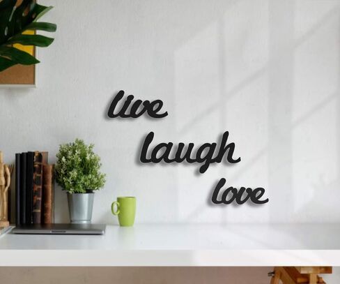 Tubibu 3 قطع معدنية حية الحب اضحك جدار الفن المعدني جدار كلمة النحت، جدار ديكور جدار الفن، ديكور جدار المنزل علامة لغرفة المعيشة غرفة نوم الحمام المطبخ مكتب - مزرعة جدار الديكور in Kuwait