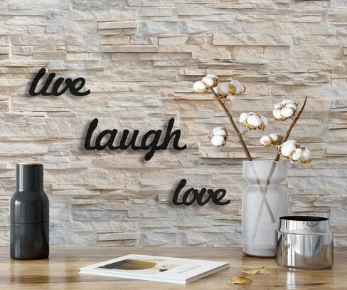 Tubibu 3 قطع معدنية حية الحب اضحك جدار الفن المعدني جدار كلمة النحت، جدار ديكور جدار الفن، ديكور جدار المنزل علامة لغرفة المعيشة غرفة نوم الحمام المطبخ مكتب - مزرعة جدار الديكور in Kuwait