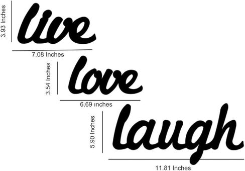 Tubibu 3 قطع معدنية حية الحب اضحك جدار الفن المعدني جدار كلمة النحت، جدار ديكور جدار الفن، ديكور جدار المنزل علامة لغرفة المعيشة غرفة نوم الحمام المطبخ مكتب - مزرعة جدار الديكور in Kuwait