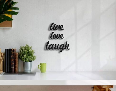 Tubibu 3 قطع معدنية حية الحب اضحك جدار الفن المعدني جدار كلمة النحت، جدار ديكور جدار الفن، ديكور جدار المنزل علامة لغرفة المعيشة غرفة نوم الحمام المطبخ مكتب - مزرعة جدار الديكور in Kuwait