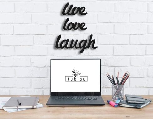 Tubibu 3 قطع معدنية حية الحب اضحك جدار الفن المعدني جدار كلمة النحت، جدار ديكور جدار الفن، ديكور جدار المنزل علامة لغرفة المعيشة غرفة نوم الحمام المطبخ مكتب - مزرعة جدار الديكور in Kuwait